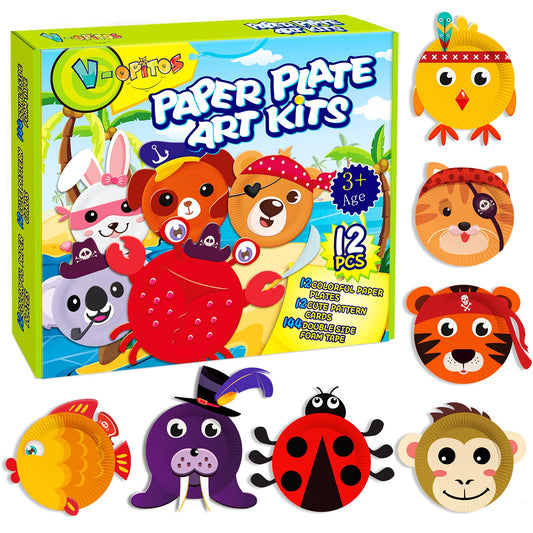V-Opitos paper plate crab craft promotes imaginative play and fine motor practice.