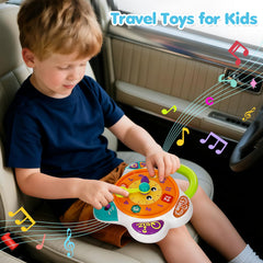 V-Opitos clock learning toy travel handle enables learning on the go.