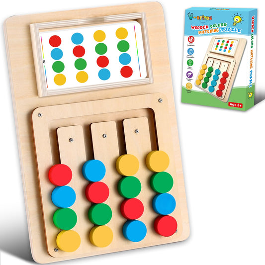 V-Opitos color matching puzzle board for early cognitive play with four colors.