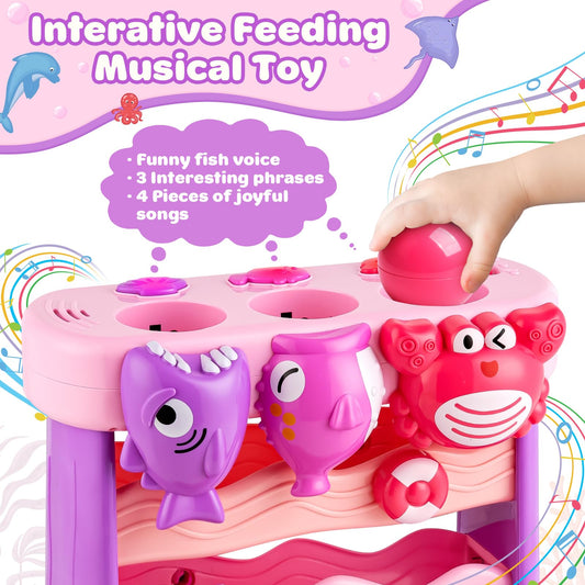 V-Opitos ocean pufferfish feeding toy with ball enhances fine motor skills