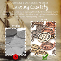 v2croft durable zinc alloy coins with realistic clink for immersion.