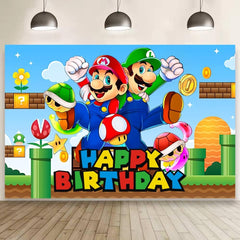 VAESCOL Mario wall decor backdrop enhances birthday photo moments.