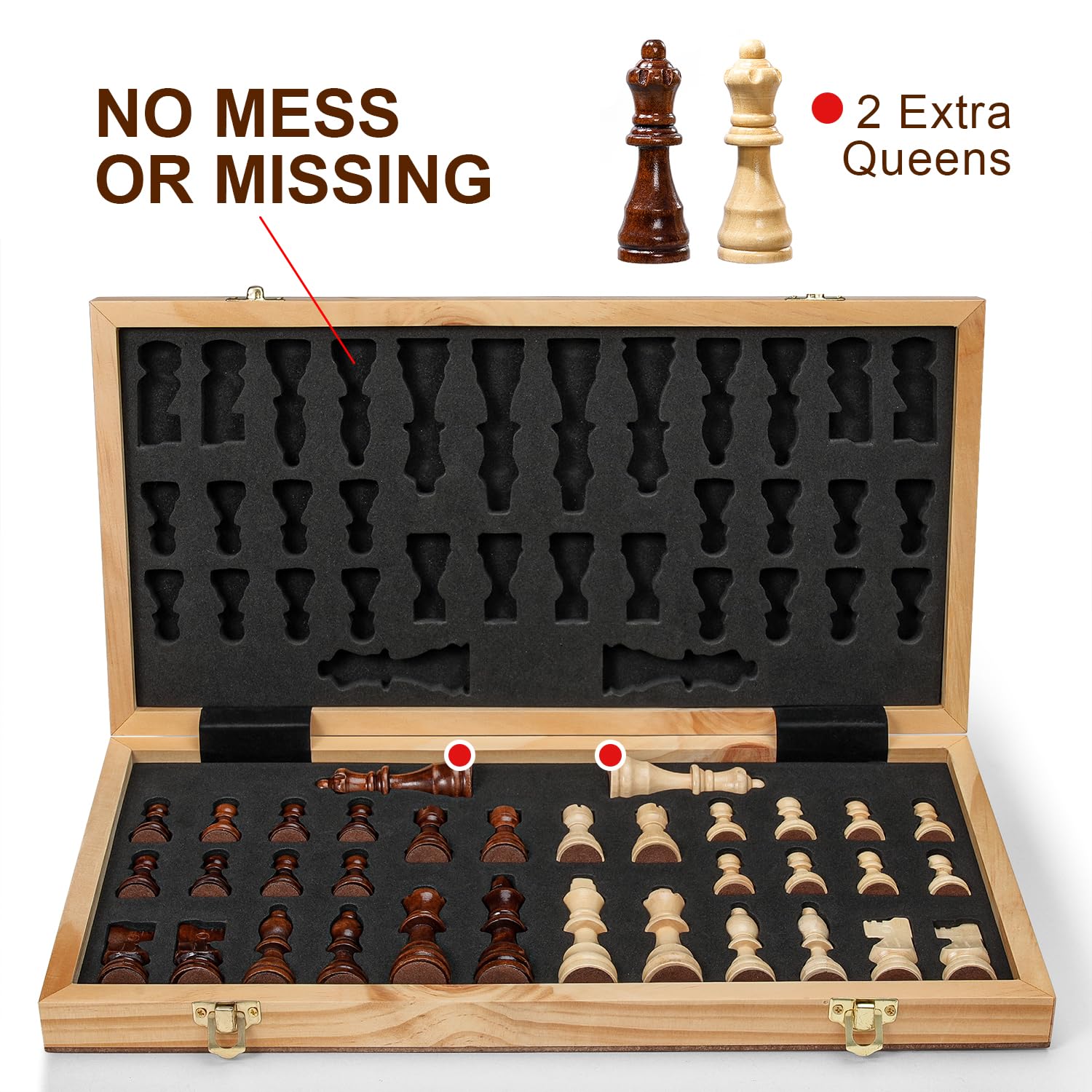 Vahome handmade wooden chess pieces with a classic, comfortable grip