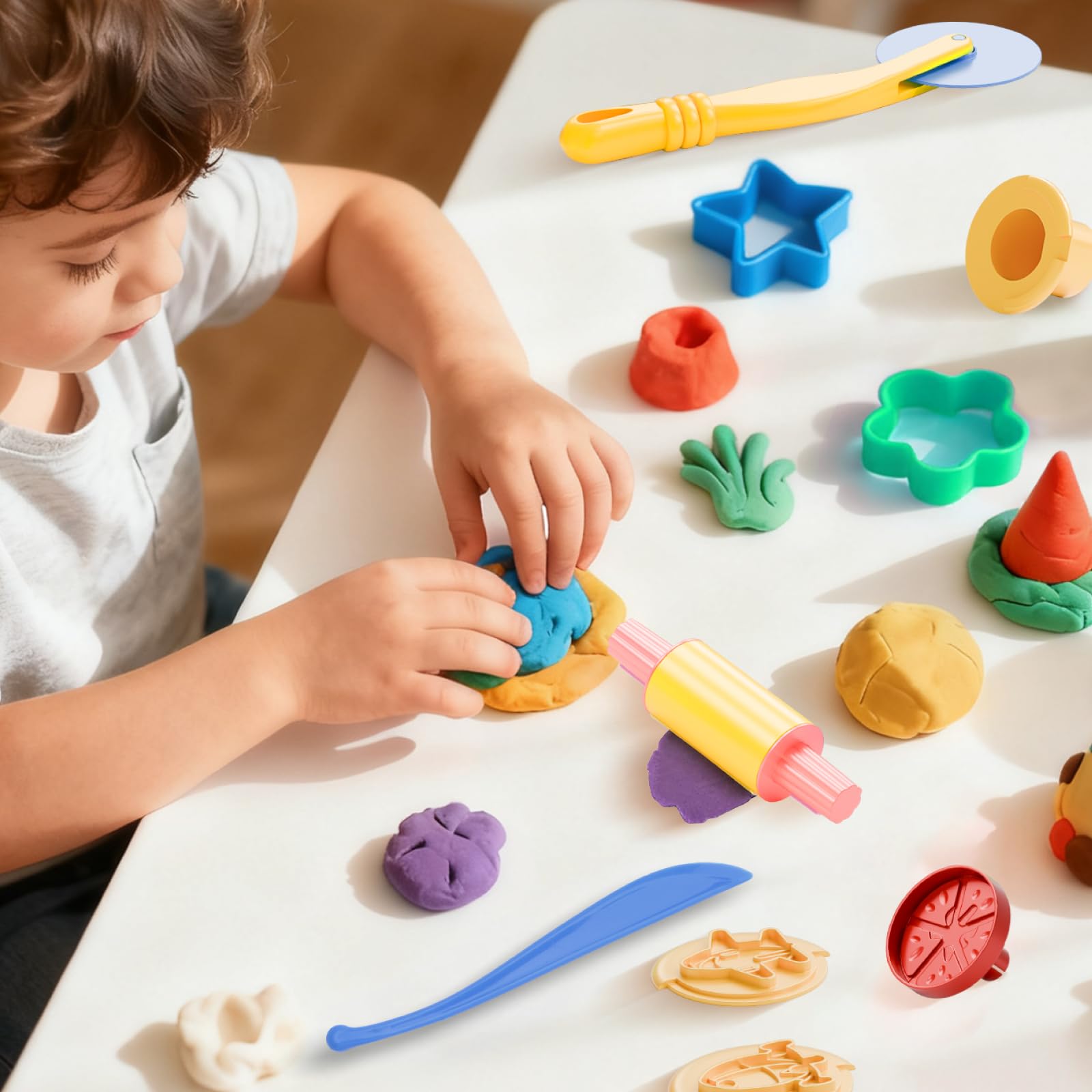 Vaike Kauss dough tools molds in bright shapes for imaginative play.
