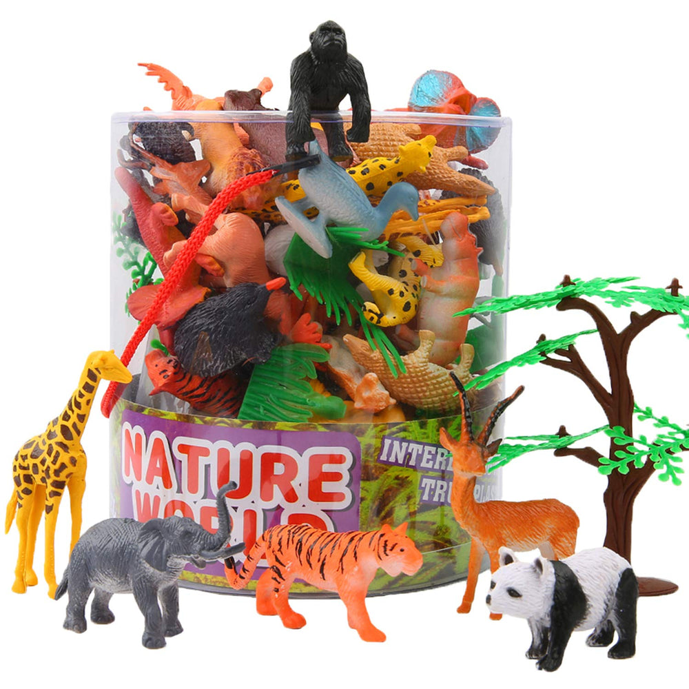 ValeforToy jungle playset with 32 wild animals for imaginative learning.