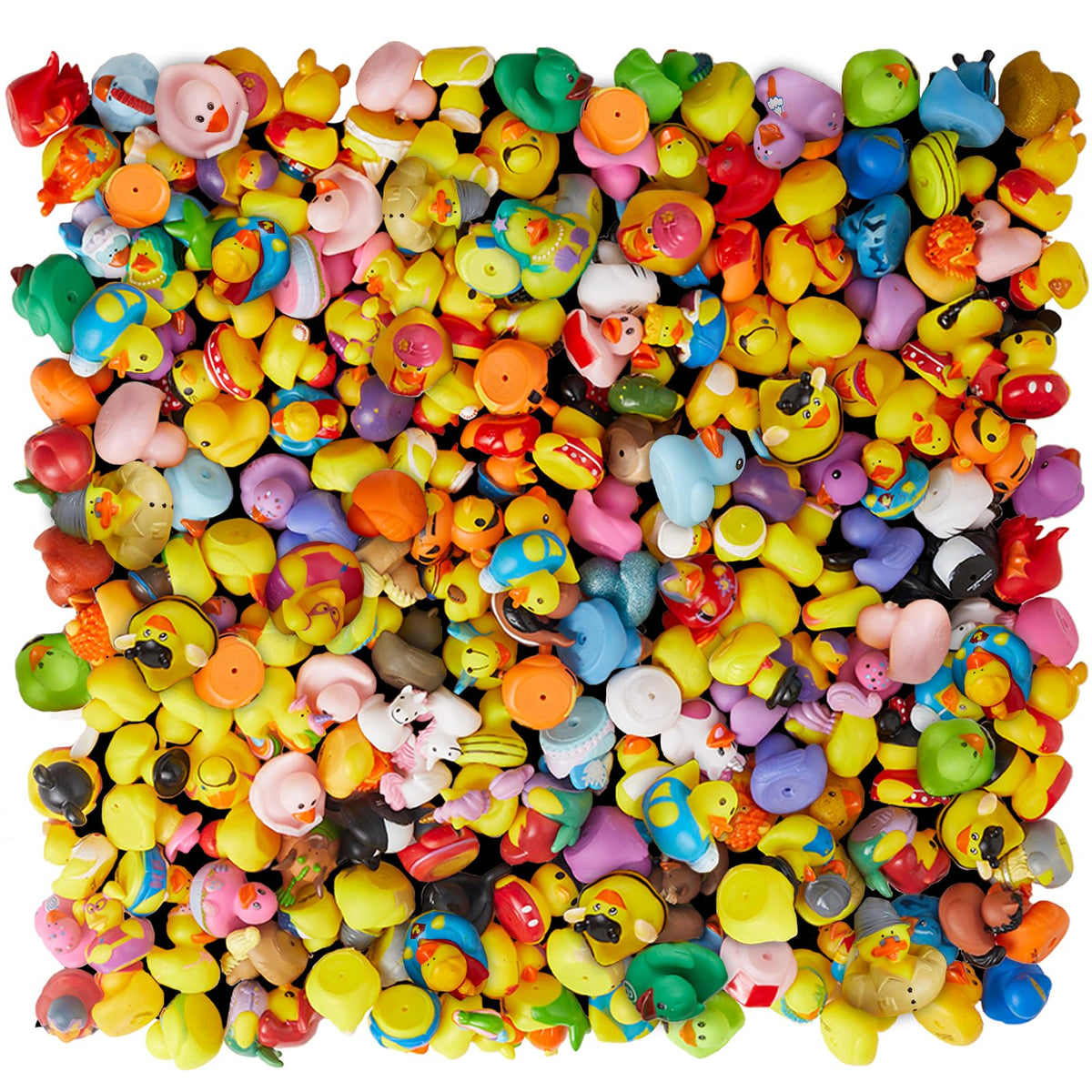 ValenLyra 200-pack rubber ducks bulk bath toys with bright characters for kids.