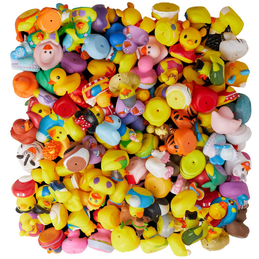 ValenLyra bulk ducks assorted colors for bath time play and collection.