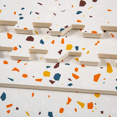 Valioza Terrazzo Playmat waterproof and easy to clean after messes.