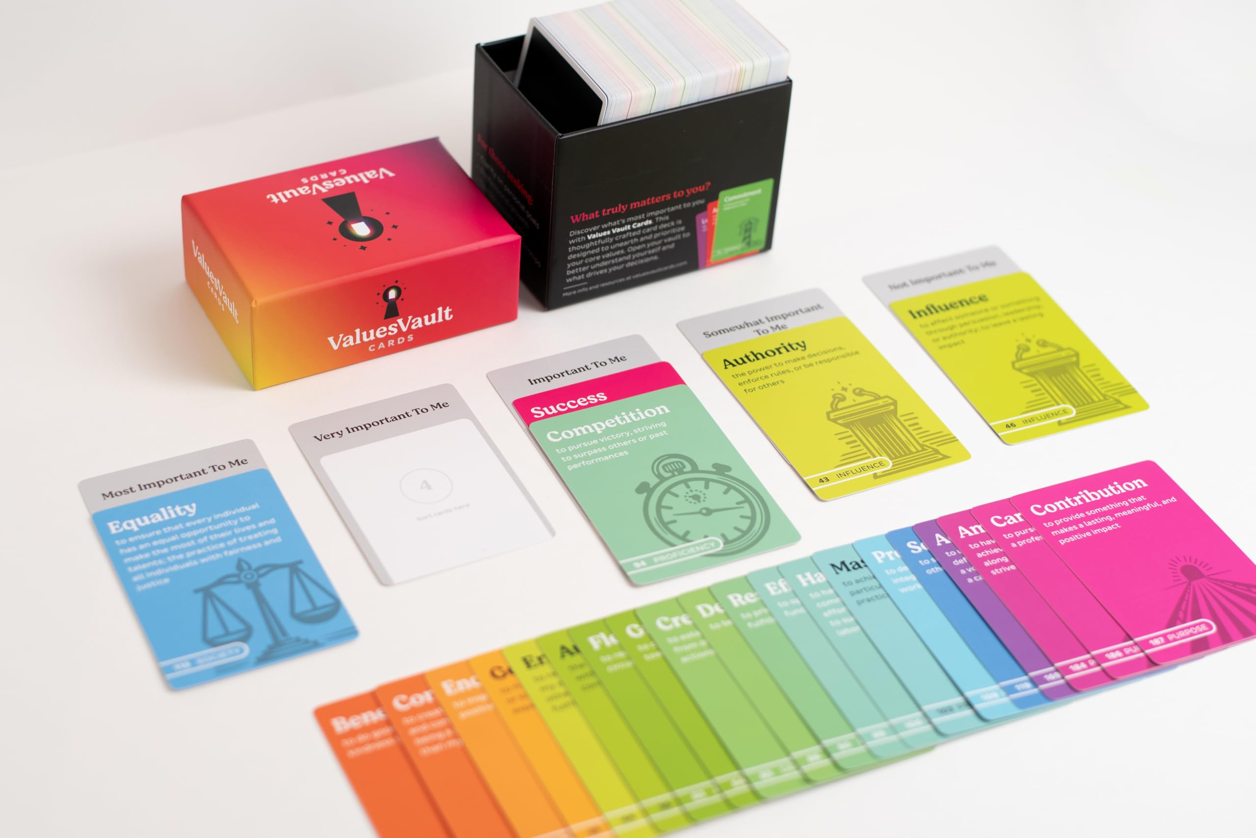 Instruction sheet for Values Vault Cards guiding the sorting process