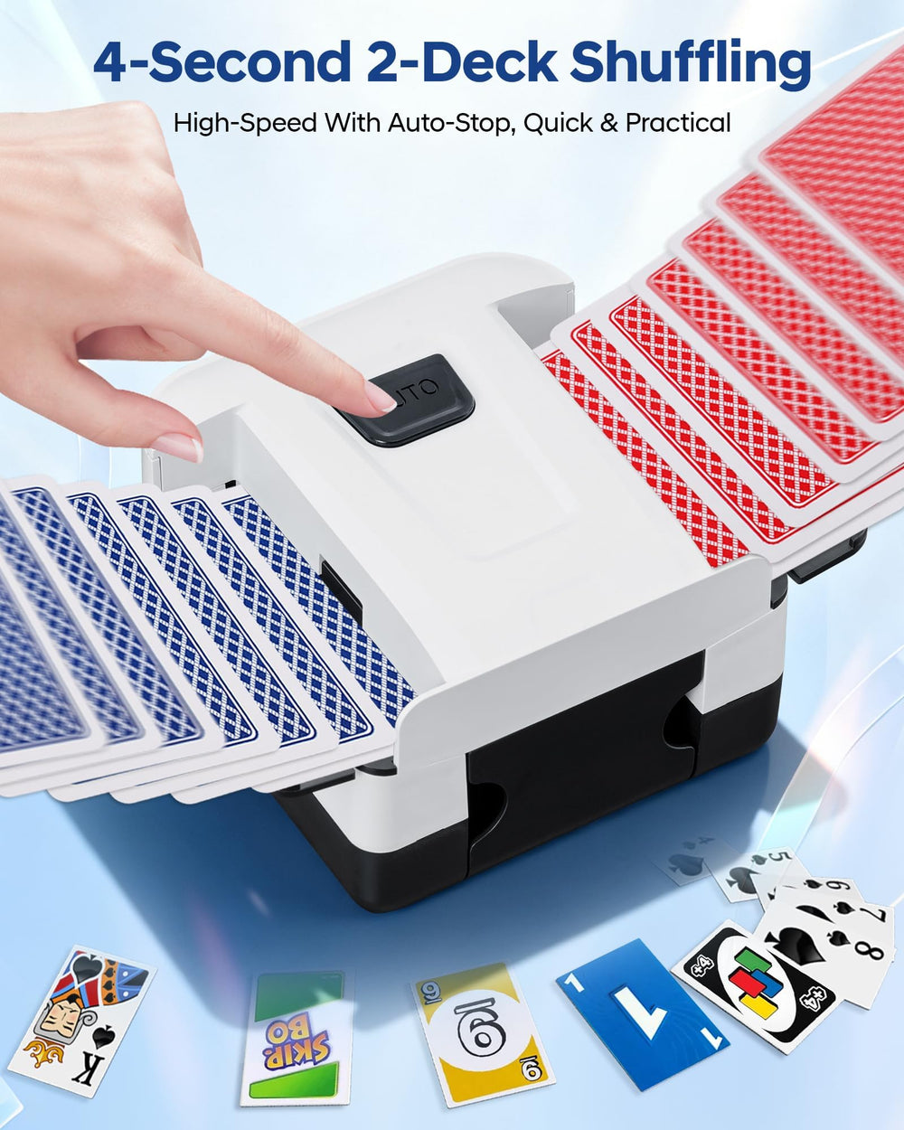VAMODI shuffler uses a low-noise motor for quiet gameplay