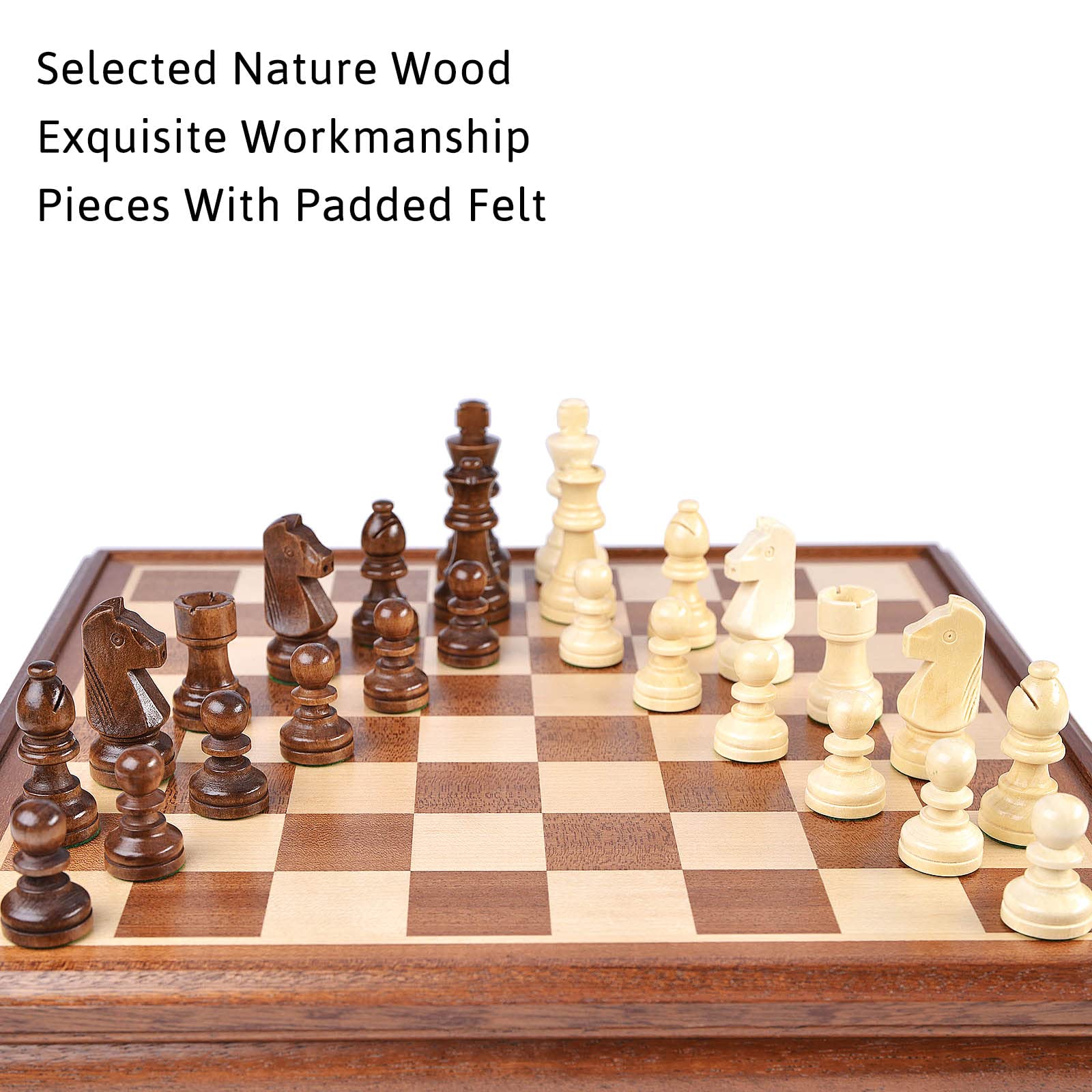 VAMSLOVE 2-in-1 chess and checkers set for versatile game nights.