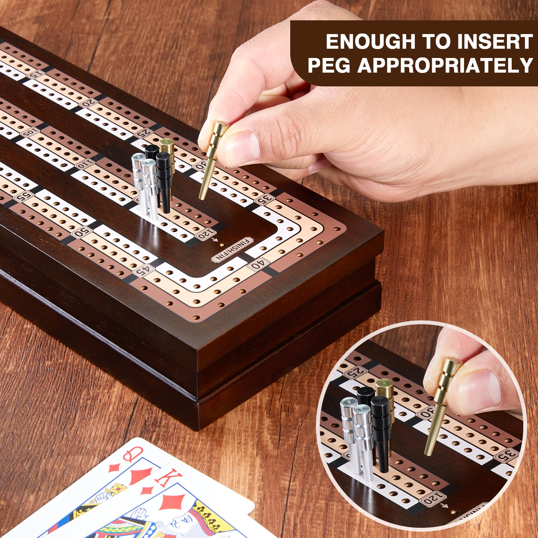 VAMSLOVE cribbage board with felt bottom prevents slipping