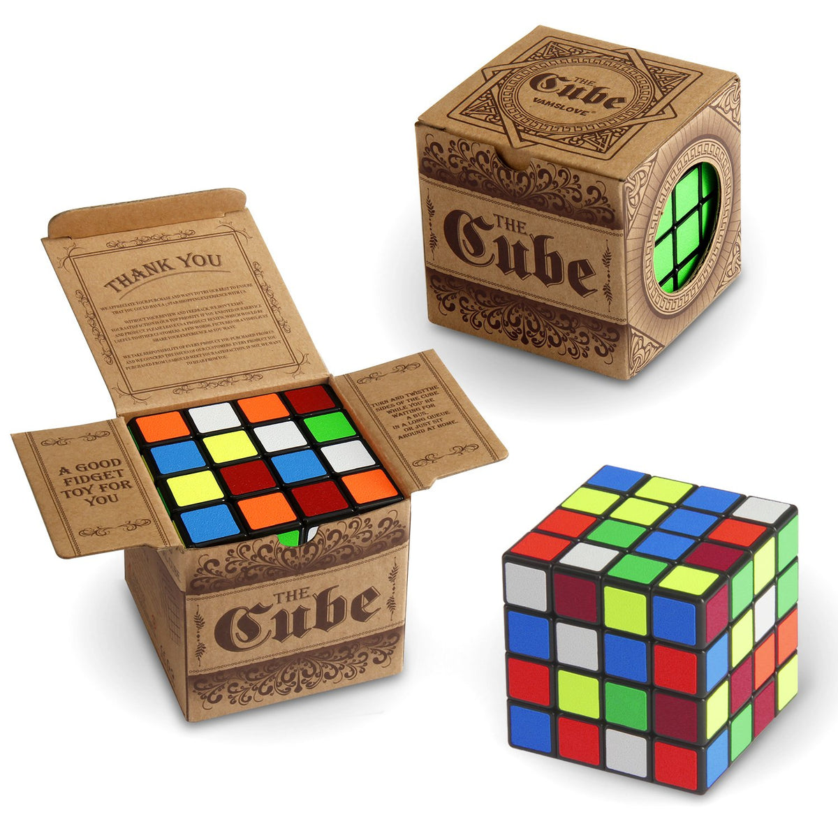 Vamslove 4x4x4 speed cube assembled for smooth turning and quick solving.