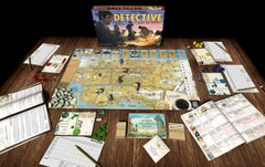 Van Ryder Games Detective City of Angels gameplay components laid out for quick setup