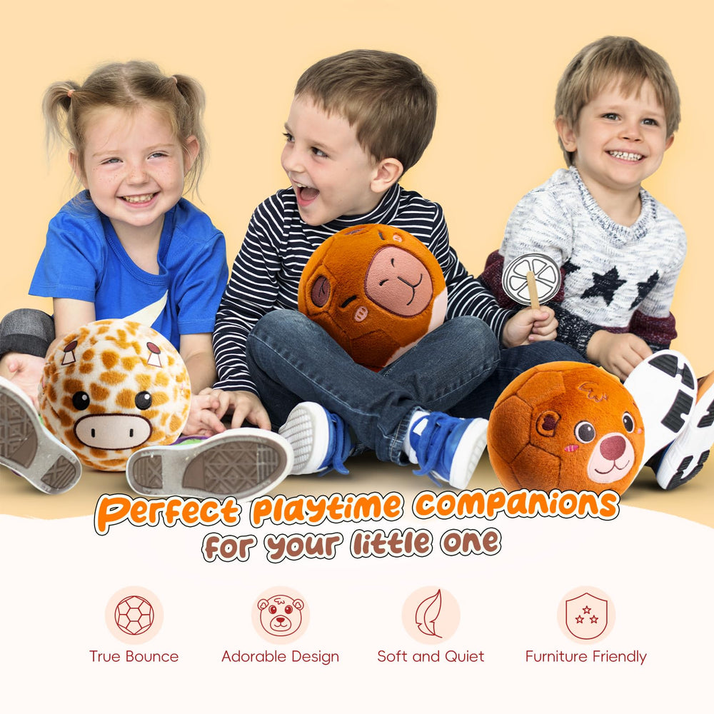 VangeBow Bear Plush Soccer Ball side-kick image highlights safe lightweight design for kids