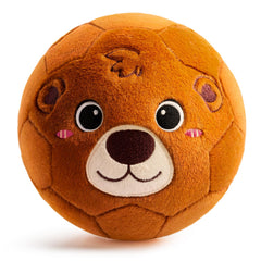 VangeBow Bear Plush Soccer Ball top view shows soft fur for indoor play
