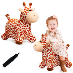 VangeBow giraffe-bouncy-horse-plush-coat invites tactile play and safari-inspired fun for toddlers.