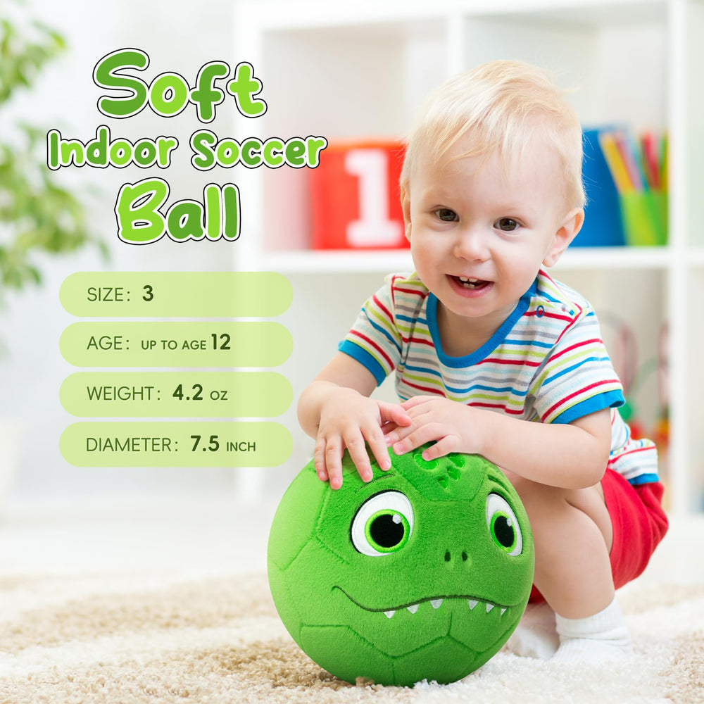 VangeBow plush dino ball in a child’s room for quiet indoor fun