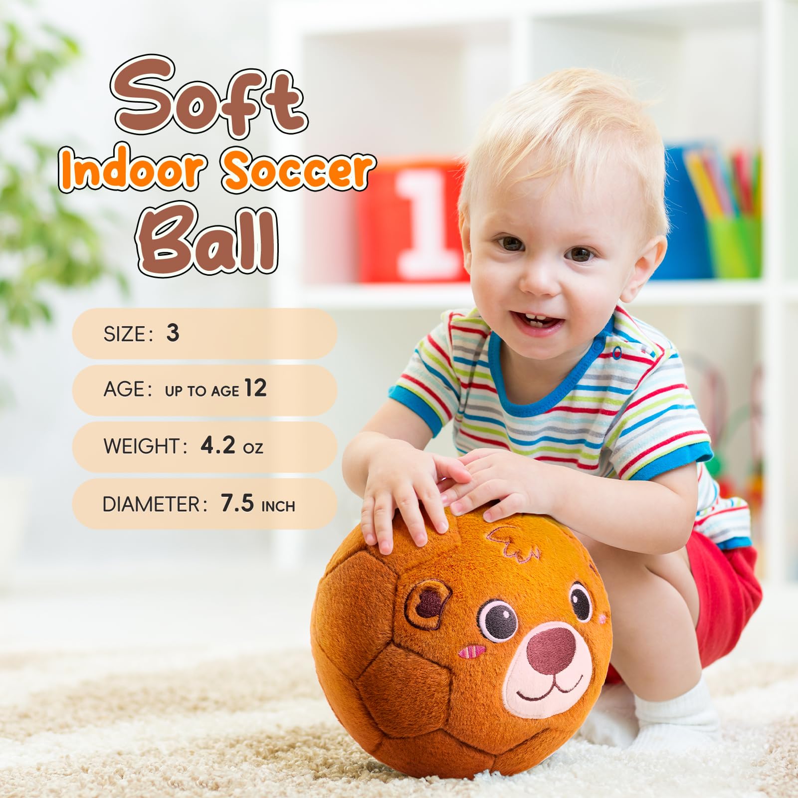 VangeBow Plush Soccer Ball close-up fabric texture communicates cozy softness