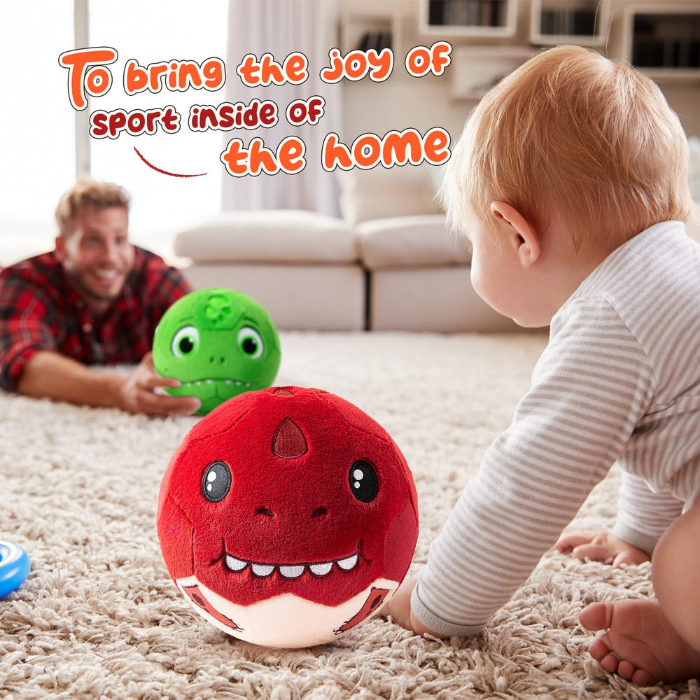 VangeBow T-Rex plush ball design-detail highlights vibrant dinosaur character