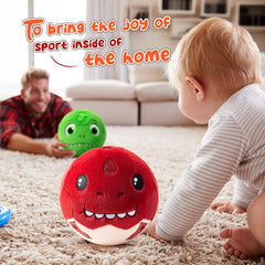 VangeBow T-Rex plush ball design-detail highlights vibrant dinosaur character