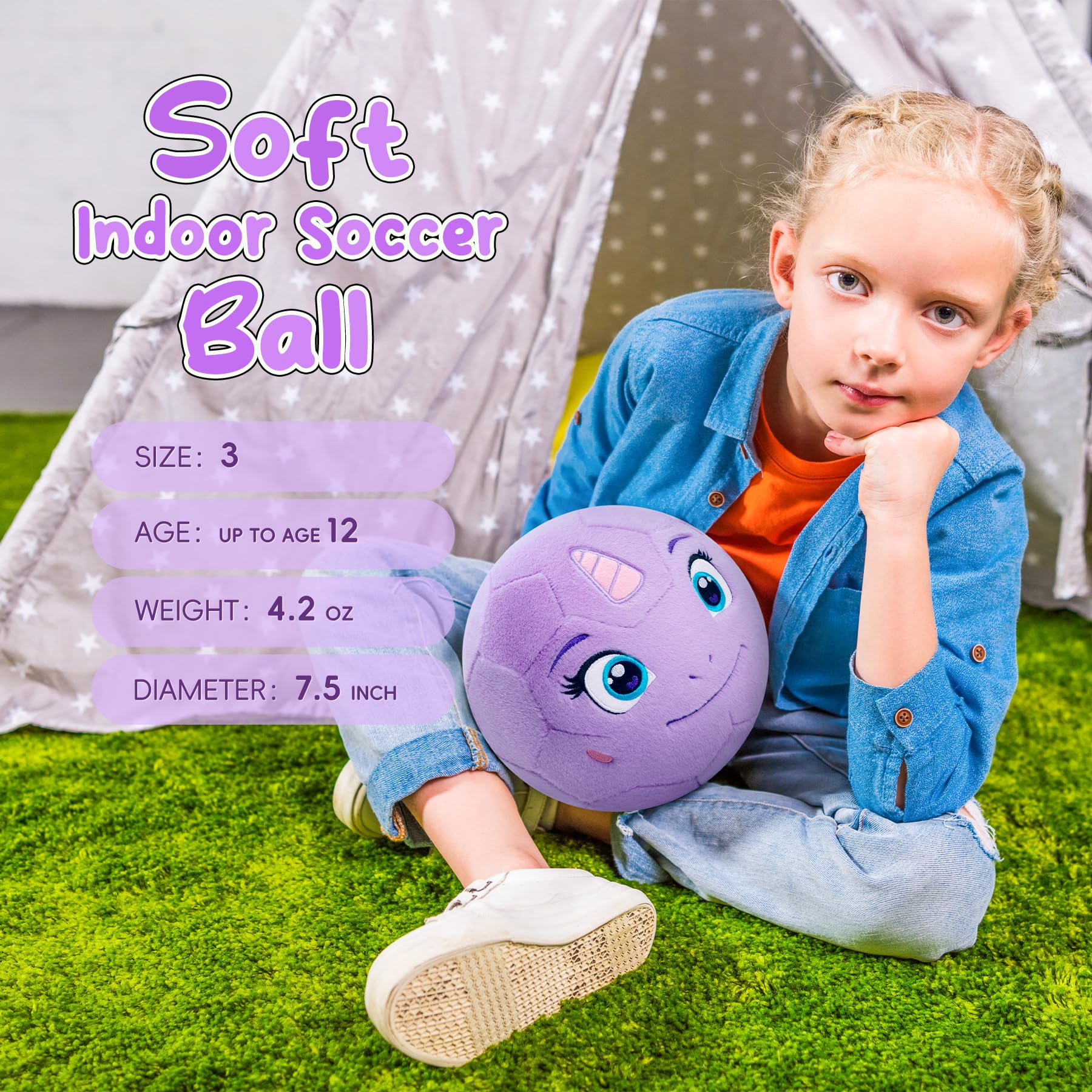 VangeBow unicorn plush soccer ball offers quiet play and reduced noise during games.