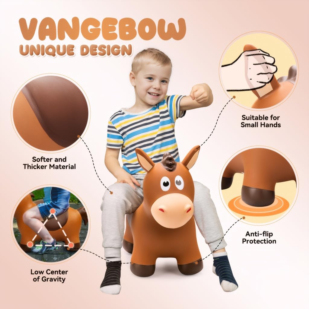 VangeBow bouncy horse being inflated with pump for quick setup.