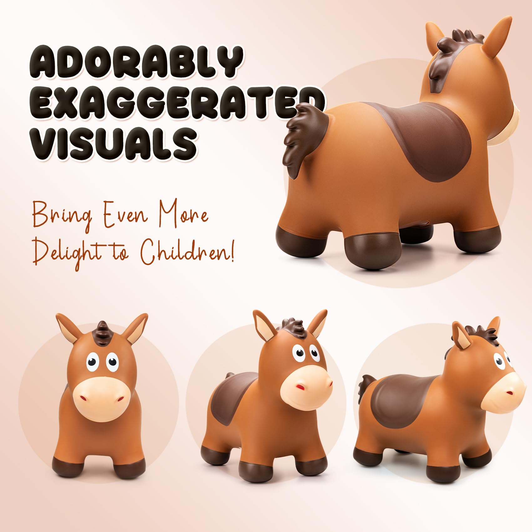 VangeBow bouncy horse safety features: four legs and grip horns.