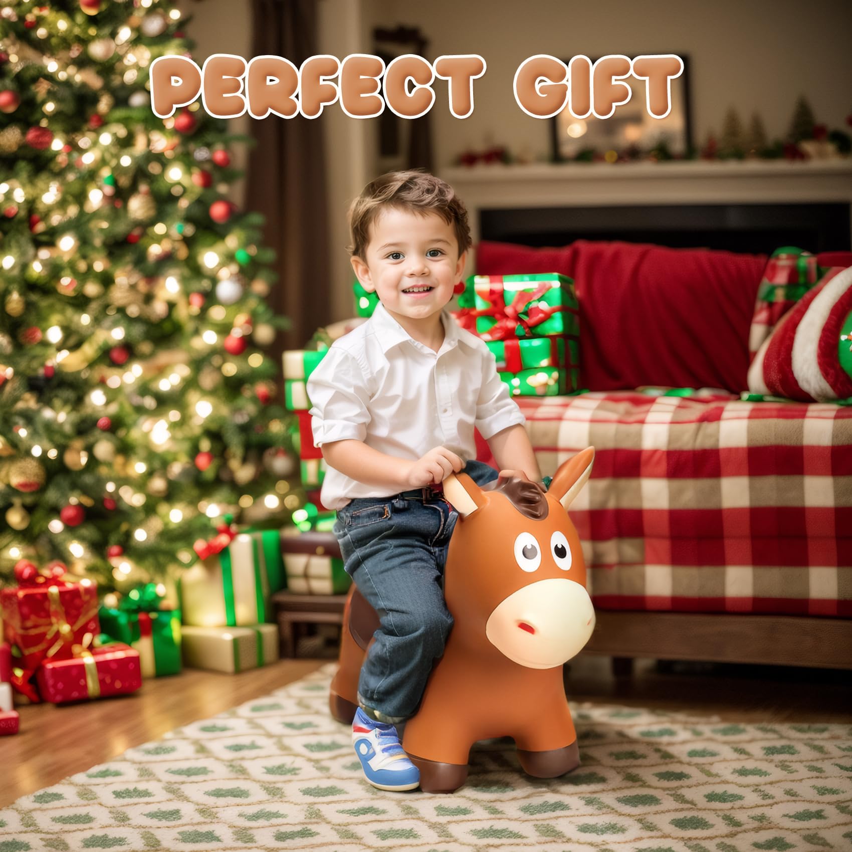 VangeBow bouncy horse side view shows durable indoor outdoor design.