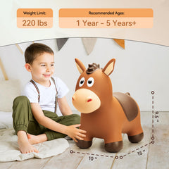 VangeBow bouncy horse with soft saddle and flowing mane.