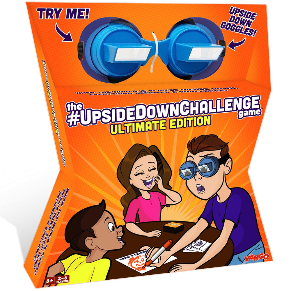 Vango UpsideDownChallenge glasses in front view for family game night.