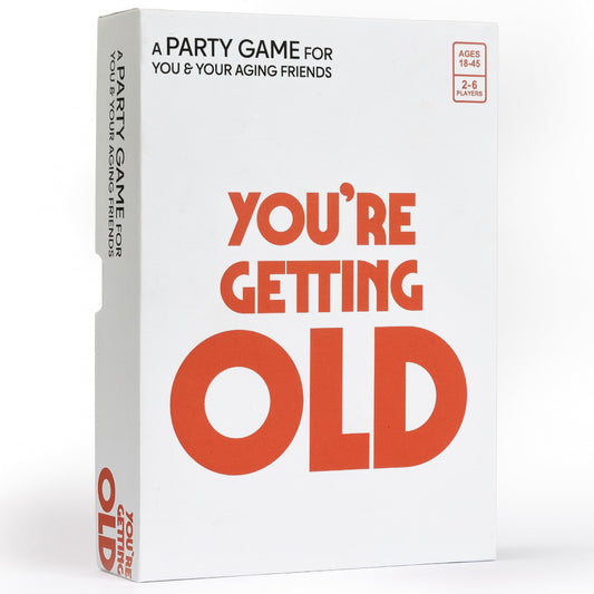 Vango You’re Getting Old game box at a lively party night for laughs.