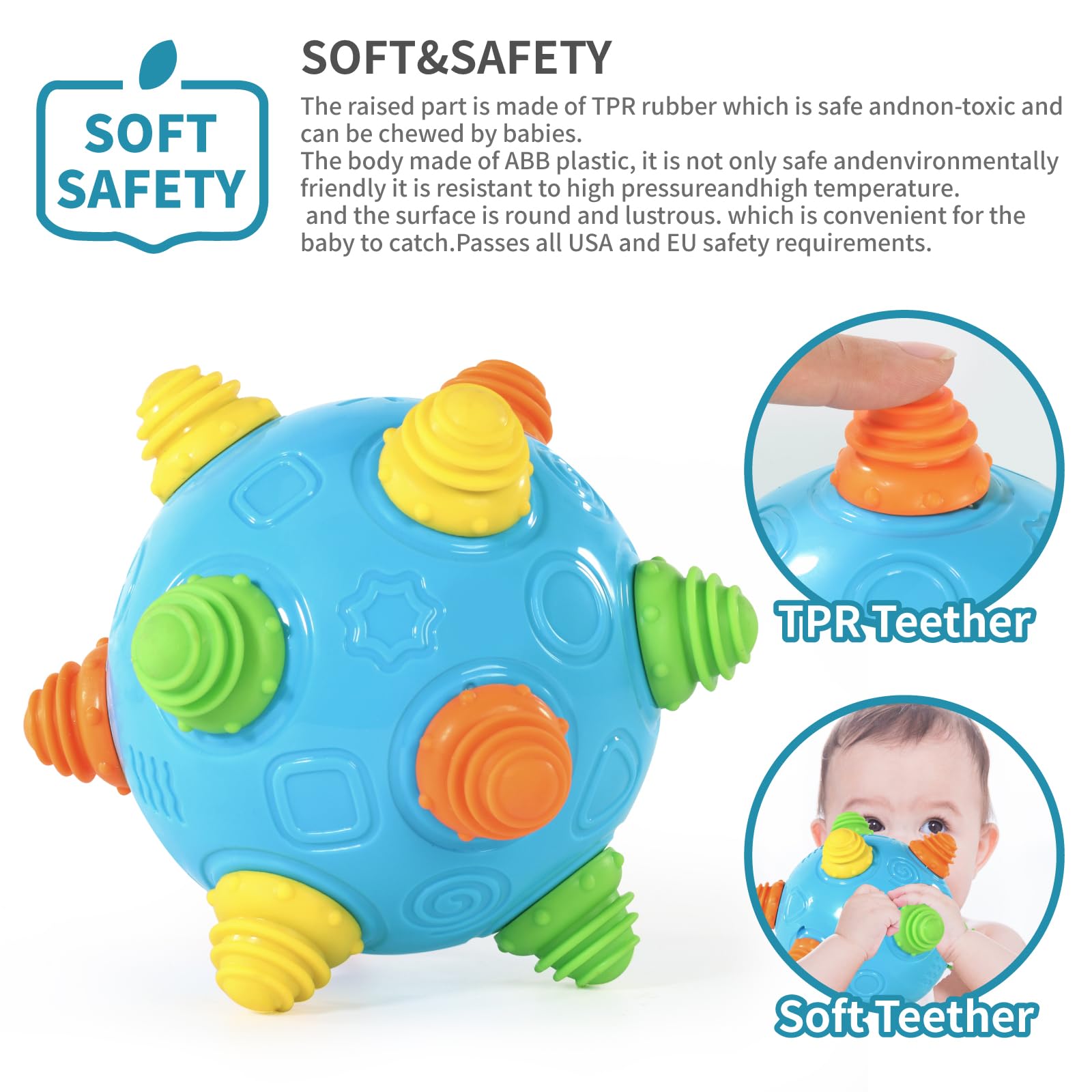 VANLINNY NEW Bumble Ball is easy to grasp to help develop motor skills.