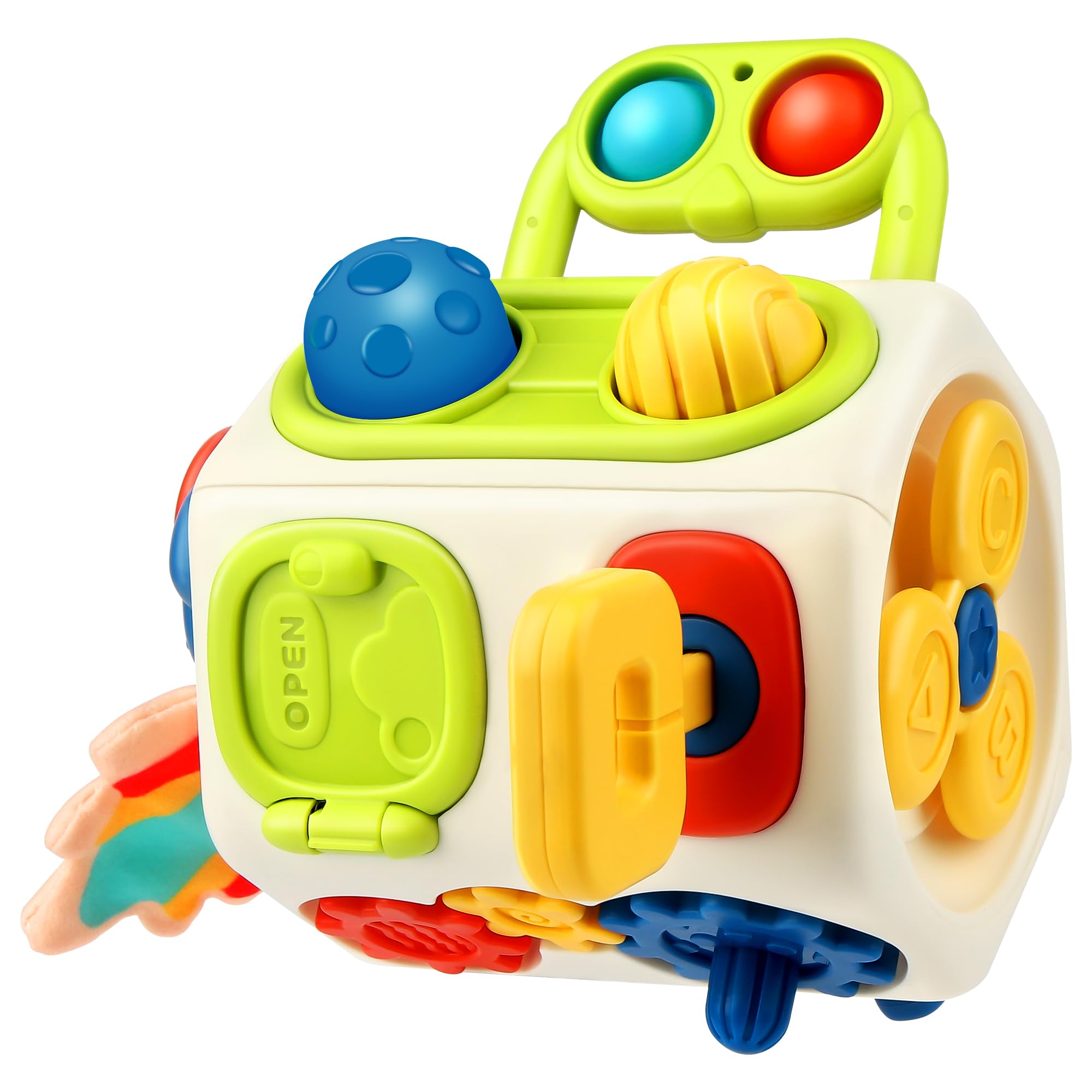 Vanmor 10-in-1 Busy Cube for toddlers—travel-ready sensory play