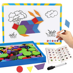 Vanmor 216-piece magnetic pattern blocks set for creative play and learning