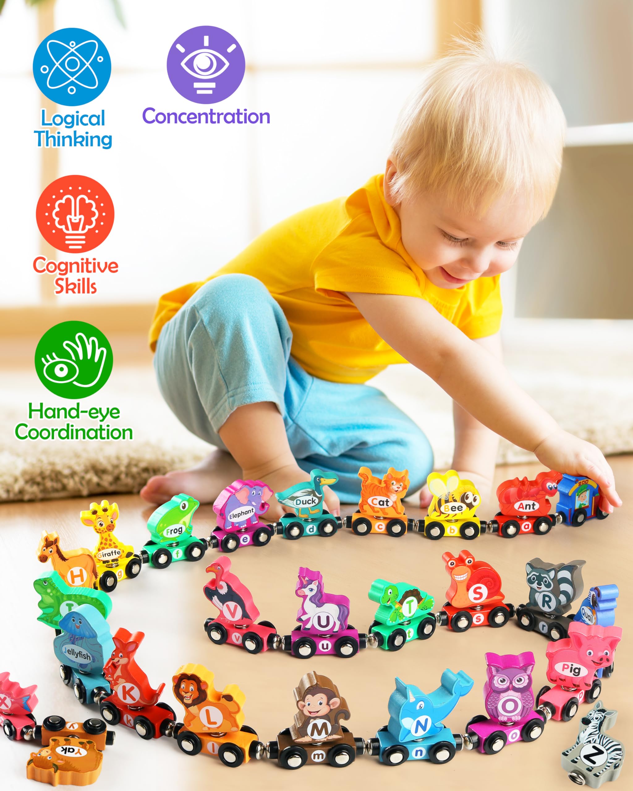 Vanmor magnetic cars enabling quick rearrangement for alphabet adventures