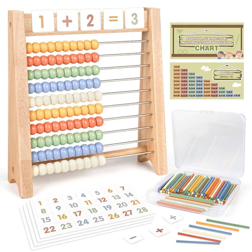 Vanplay wooden abacus top view for early math exploration