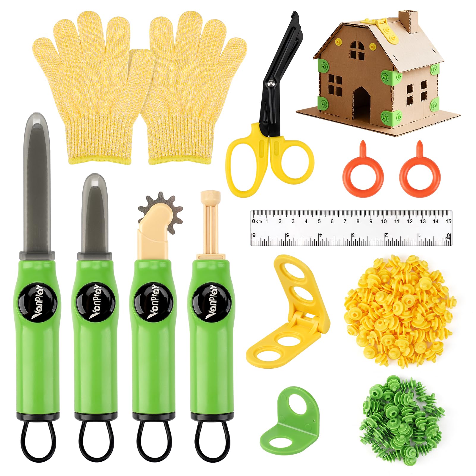 Vanplay cardboard cutter for kids enables precise cuts for creative DIY projects.