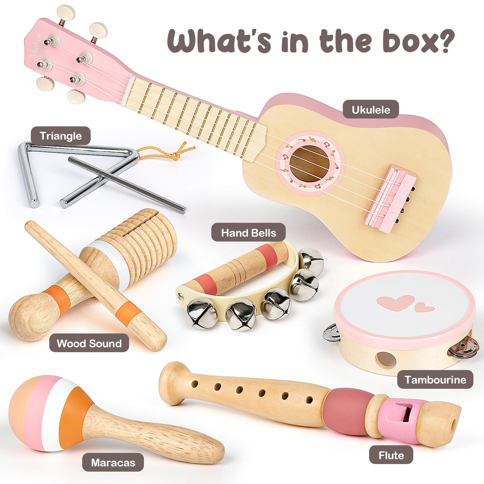 Vanplay flute and wooden sounder provide gentle tone variety.