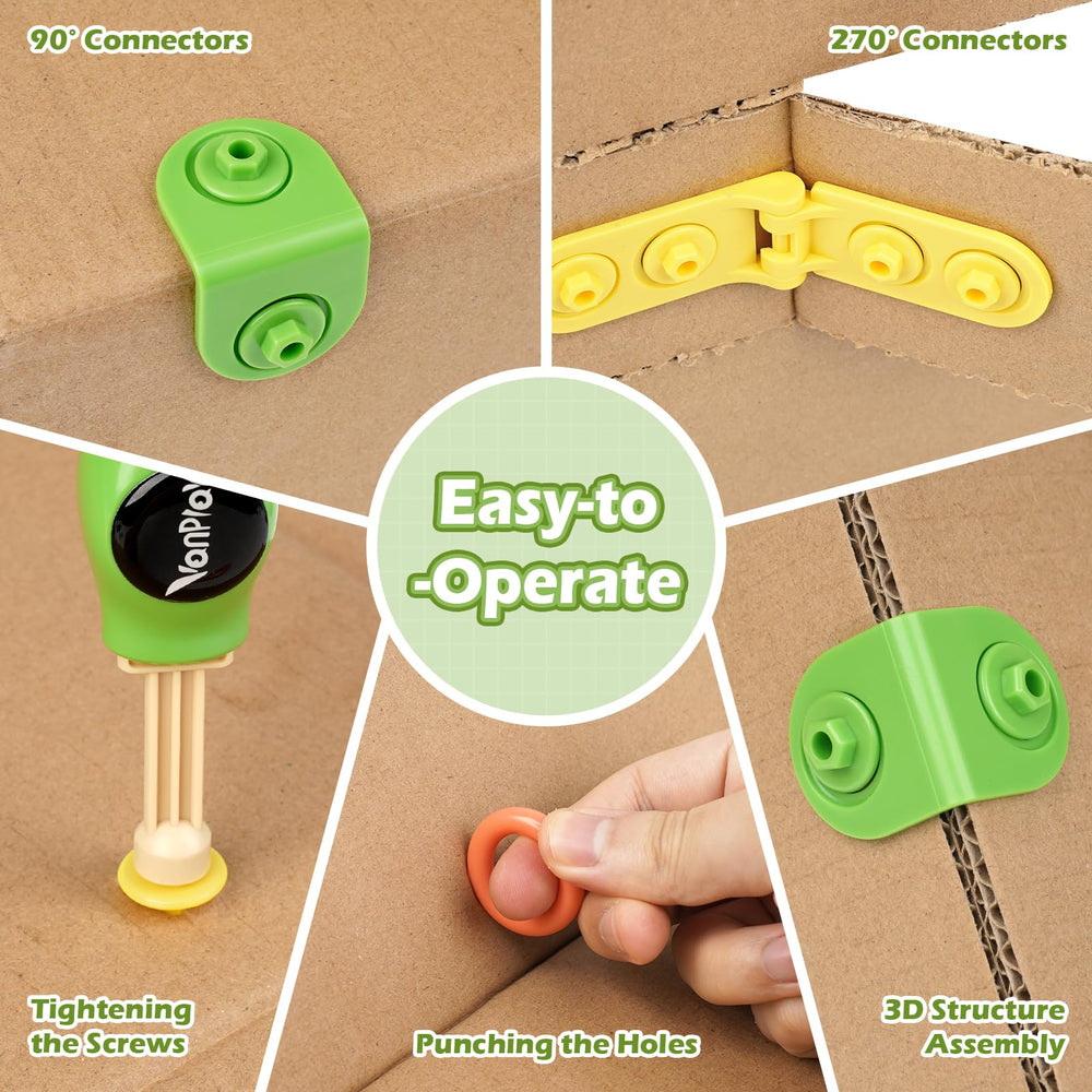 Vanplay screwdriver-tool supports quick assembly for versatile cardboard constructions.