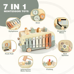 Vanplay wooden xylophone toy develops hearing and rhythm through exploration.