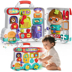 Vanvimen 54-in-1 Busy Board front view with varied activities to explore