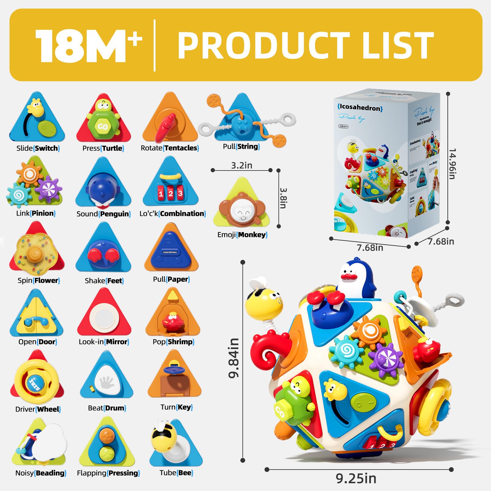 Vanvimen Busy Board cube number-recognition side introduces counting through interactive play.