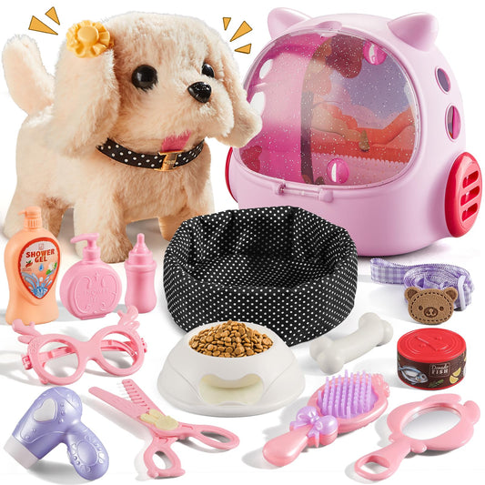 Vanvimen robot dog toy 16-piece set with accessories for imaginative play