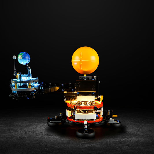 Vaodest LED earth-in-orbit lighting enhances display with dramatic glow.