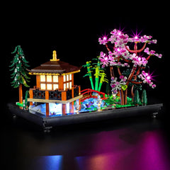 Vaodest LED light kit for LEGO 10315 tranquil garden lights the scene softly.