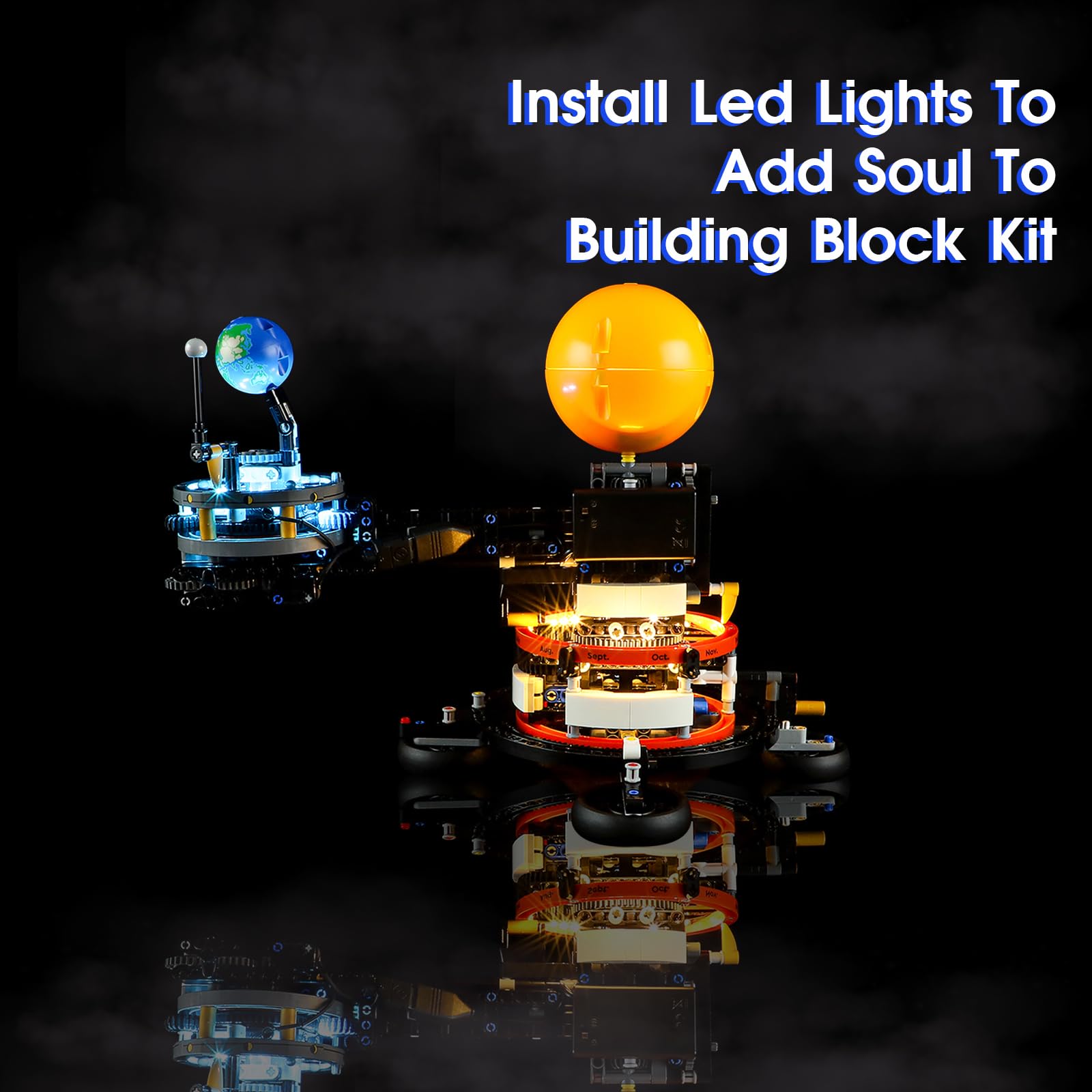 Vaodest LED-lit planet model brings night-time display to life.