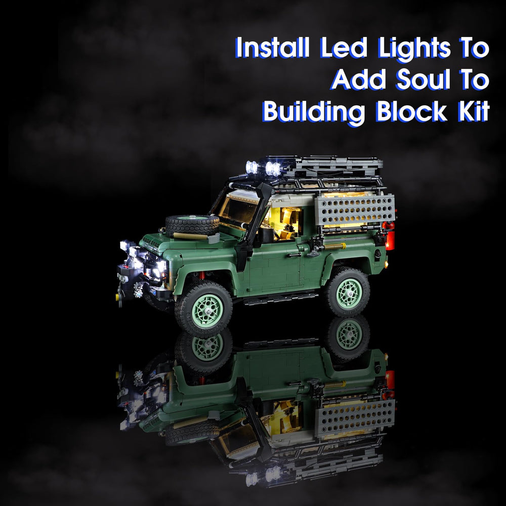 Vaodest Light for Lego 10317 Defender 90 closeup reveals precise LED placement and sparkle