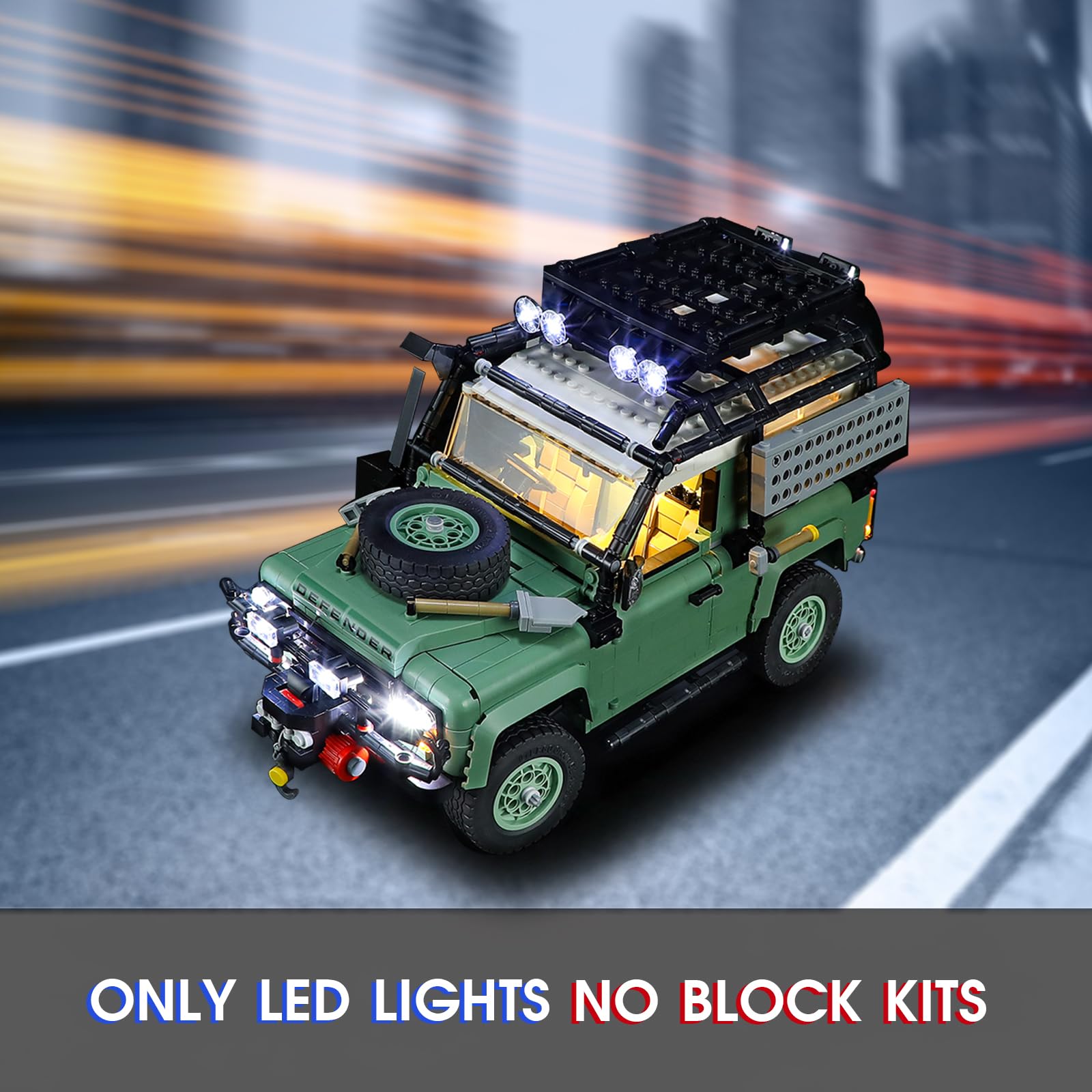 Vaodest Light for Lego 10317 Defender 90 glow adds depth and night-time ambiance