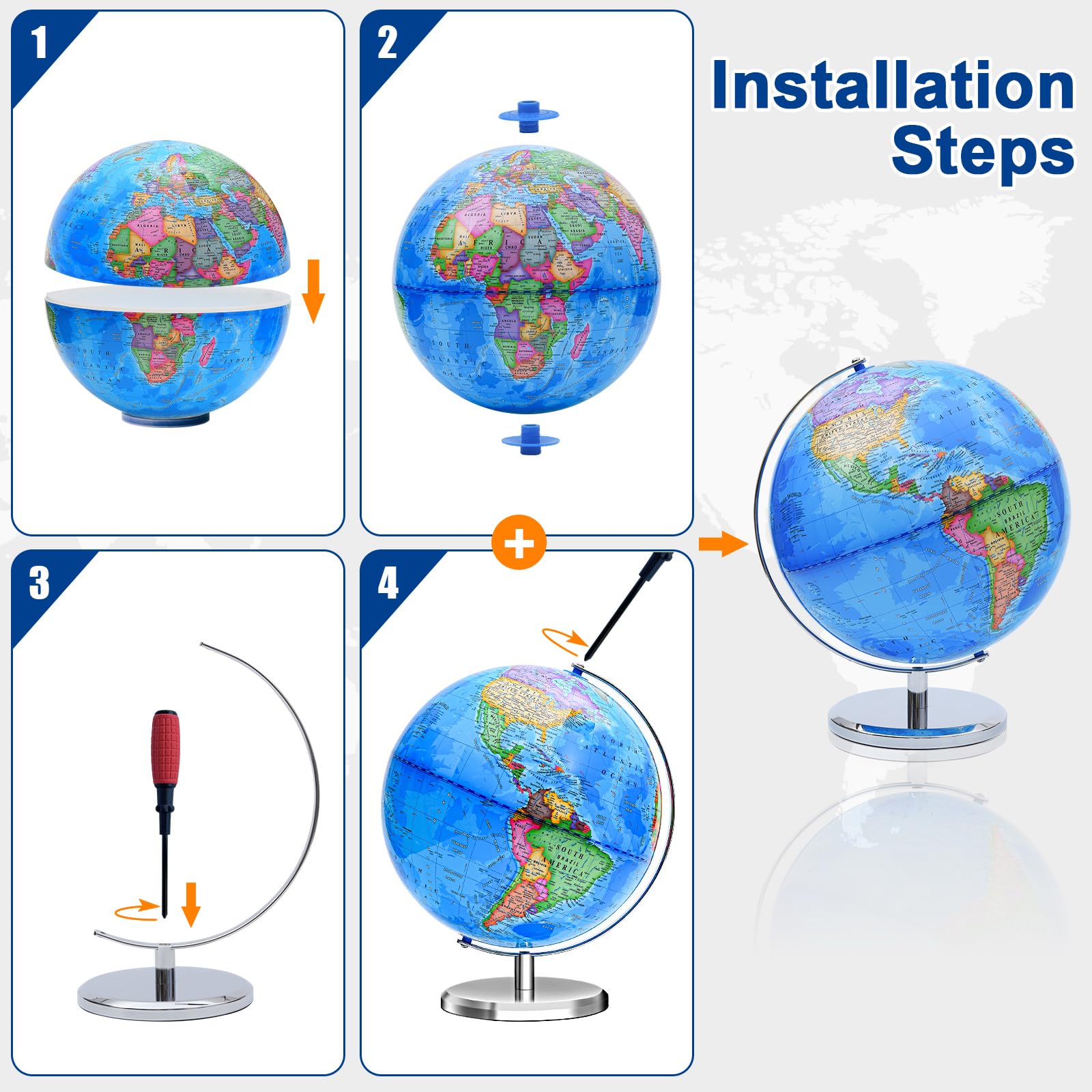 VAP 12-inch globe with high-definition printing and vivid colors.